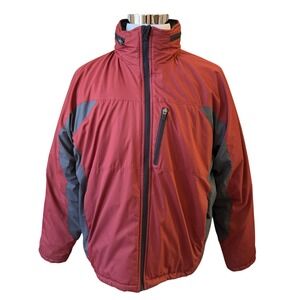 Glacier's Edge Puffer Jacket Mens Large Red Grey Ripstop Insulated Winter Coat